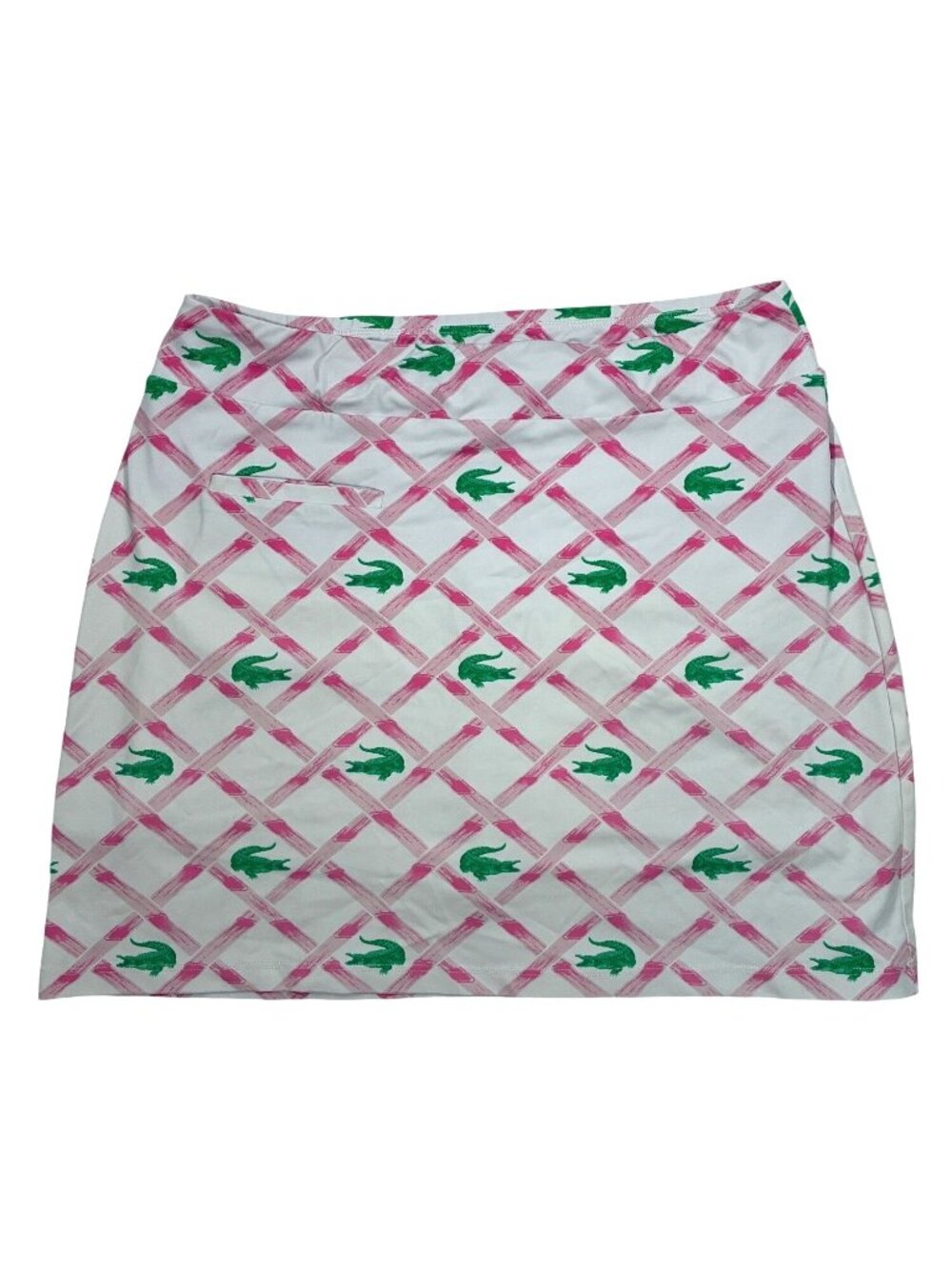 Melly M Pink & Green Alligator Print golf skort Skirt M Nylon Spandex Made In US